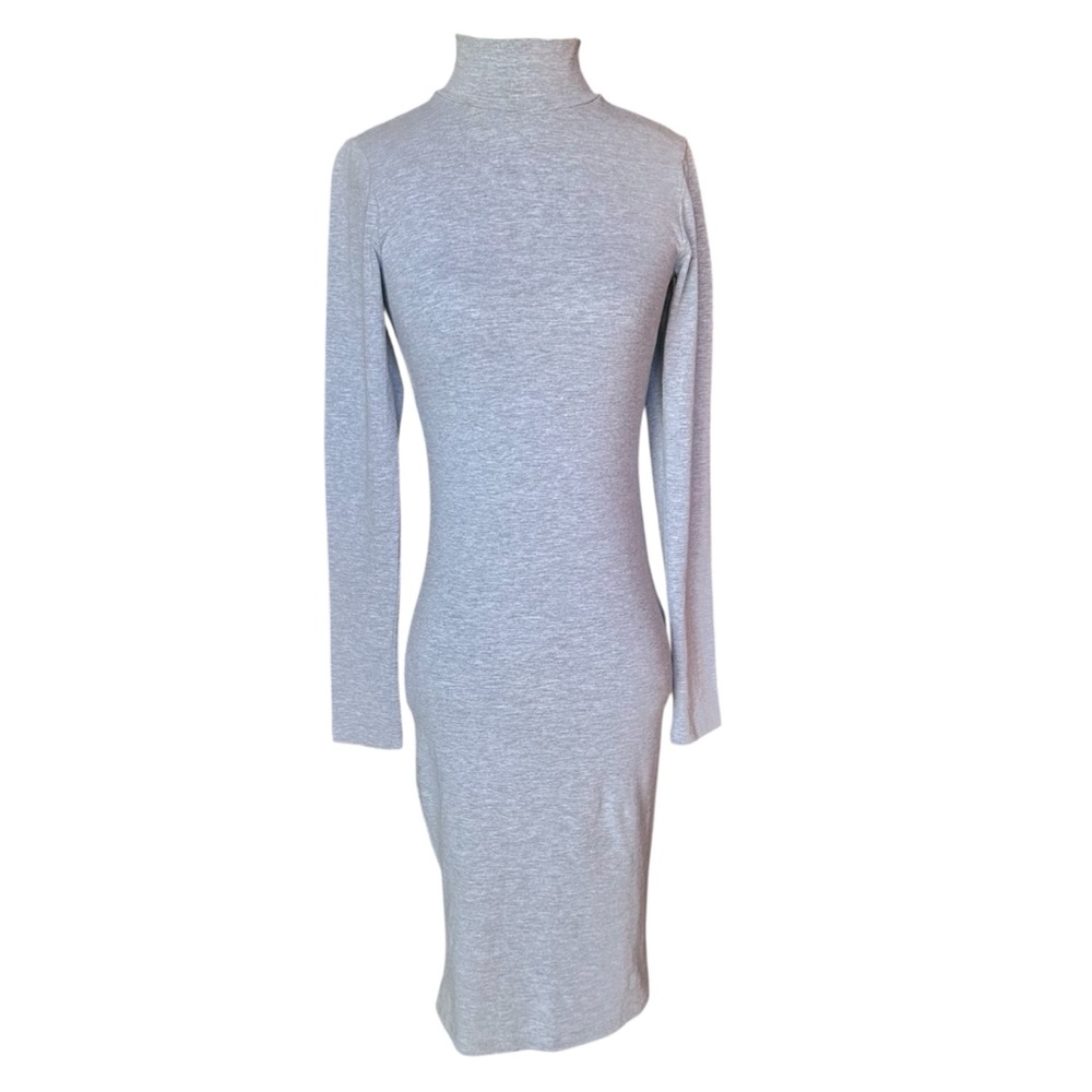 Long Sleeve Gray Dress Cotton Blend Turtle Neck Office Siren Fall Size Medium